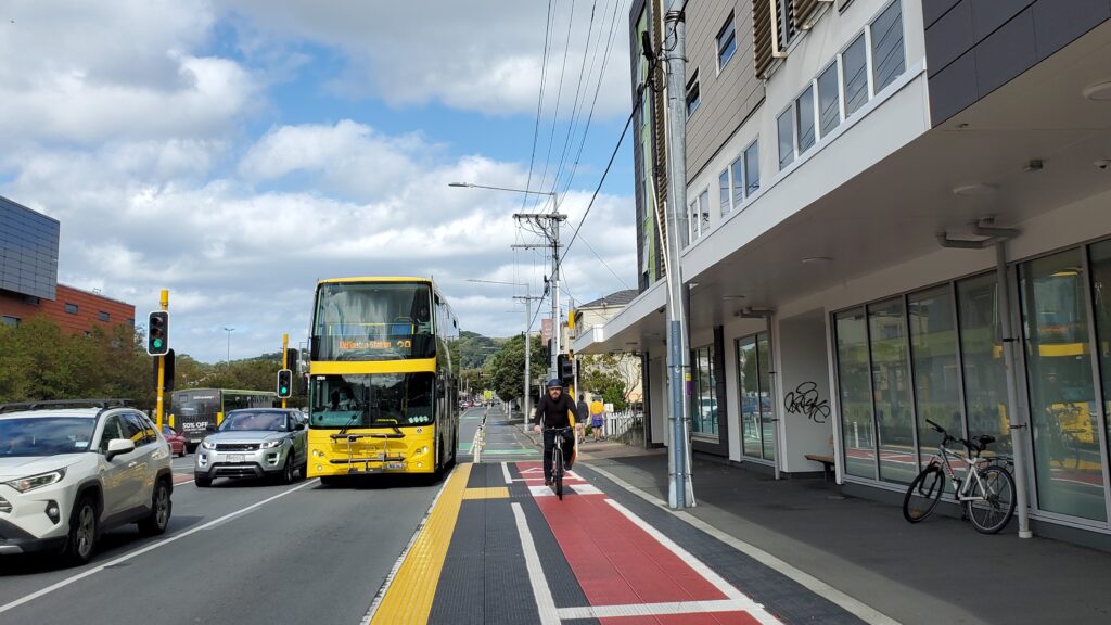 Tactical Cycleway intervention in Newtown.